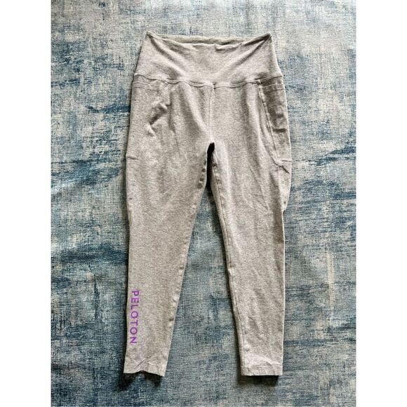 Beyond Yoga X Peloton Light Heathered Gray Purple Cropped High Rise Leggings M - Picture 1 of 6